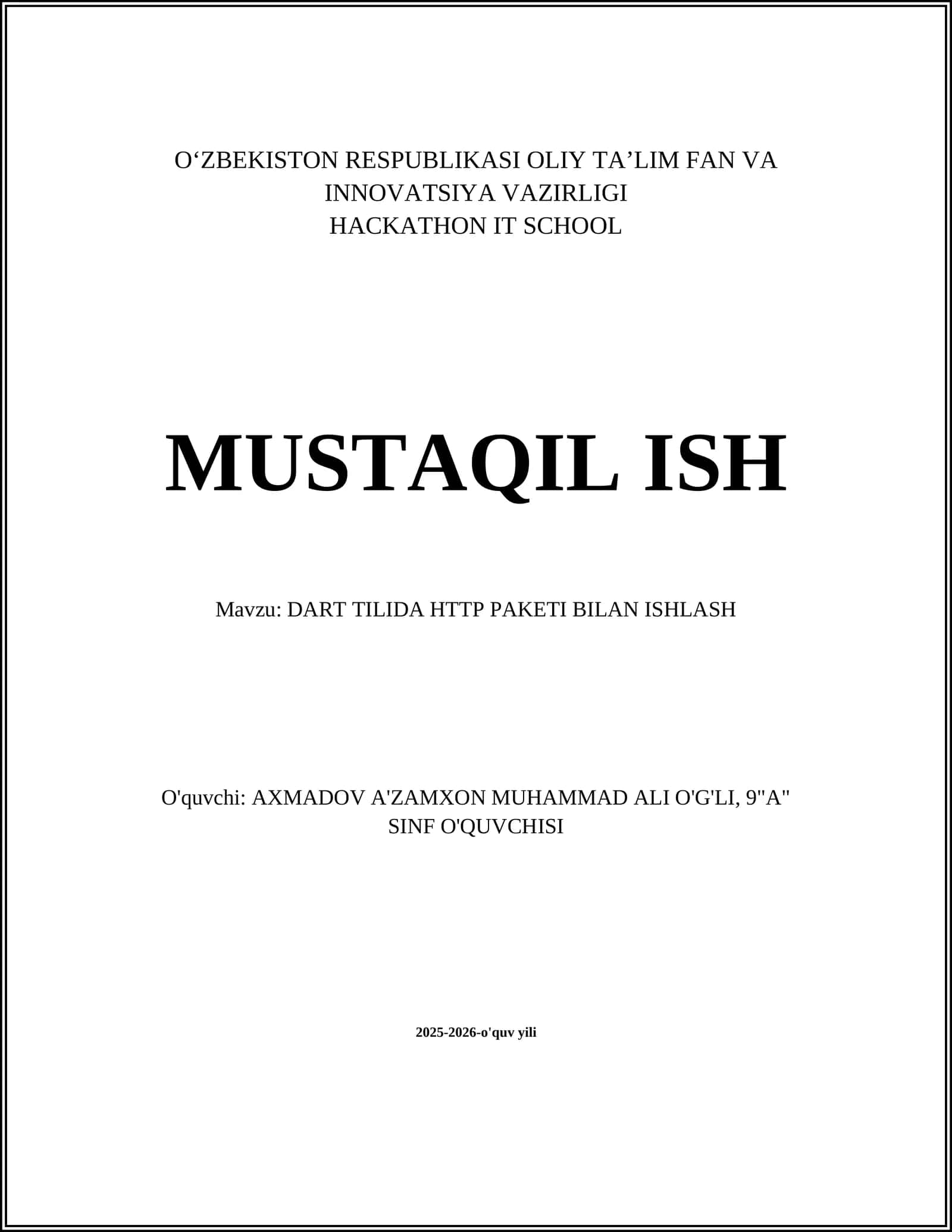 DART TILIDA HTTP PAKETI BILAN ISHLASH