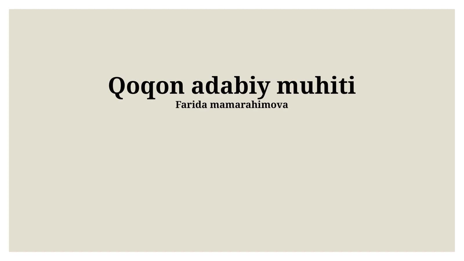 Qoqon adabiy muhiti