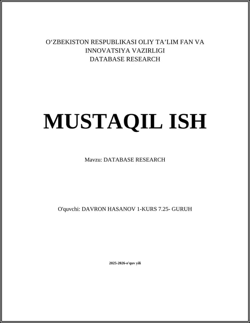 DATABASE RESEARCH