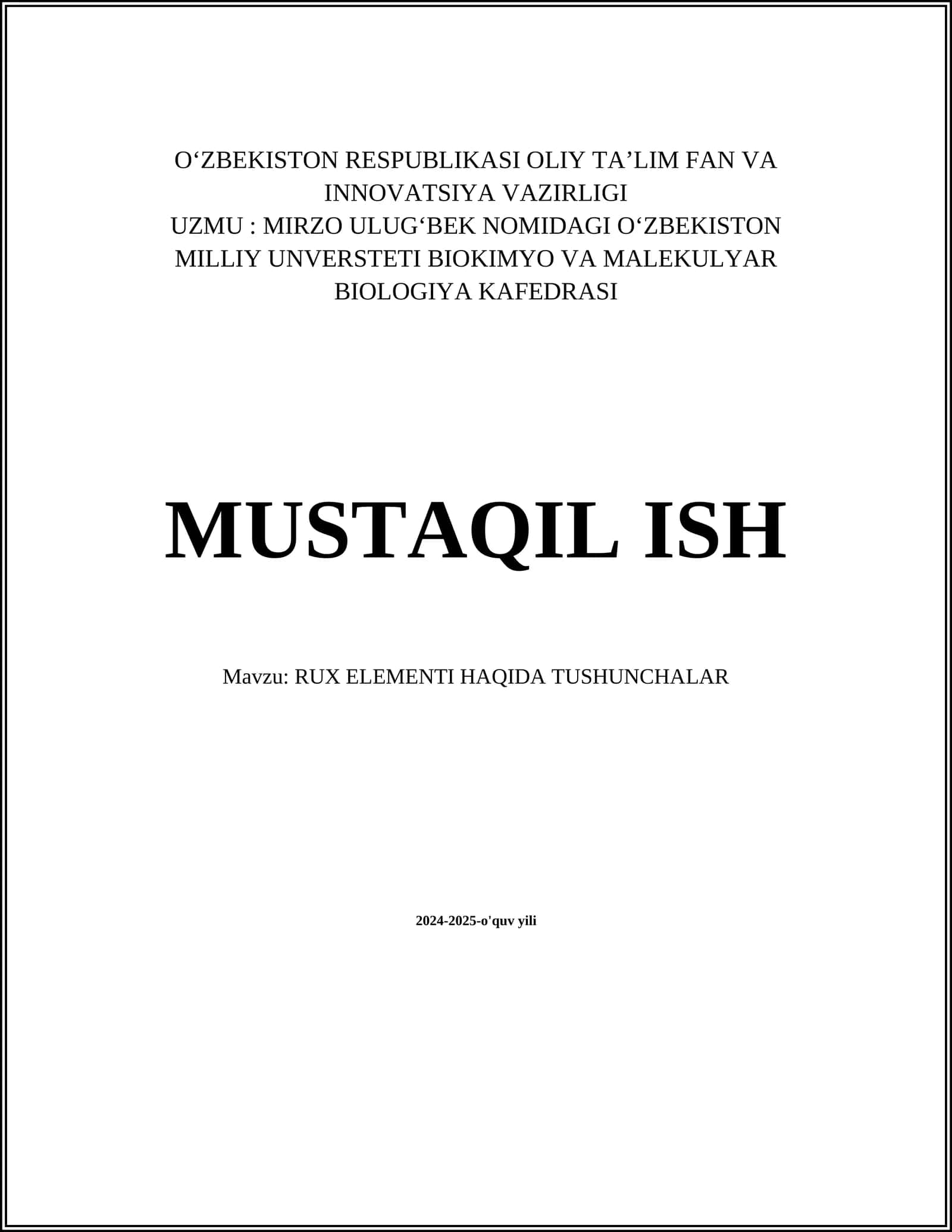 RUX ELEMENTI HAQIDA TUSHUNCHALAR