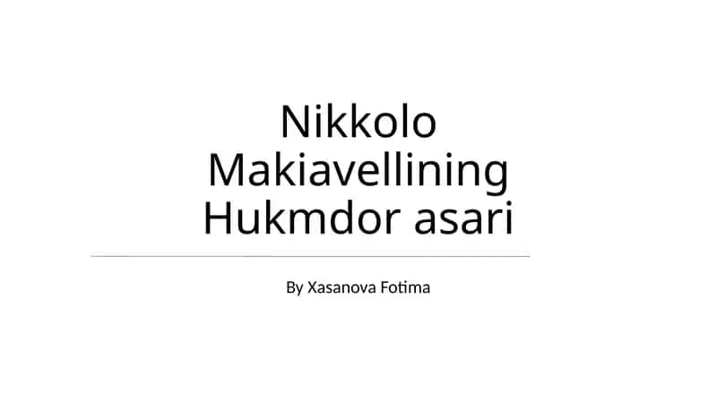 Nikkolo Makiavellining Hukmdor asari
