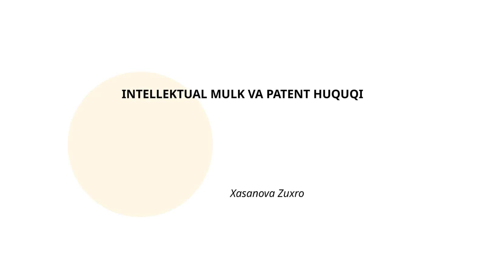Intellektual Mulk Va Patent Huquqi