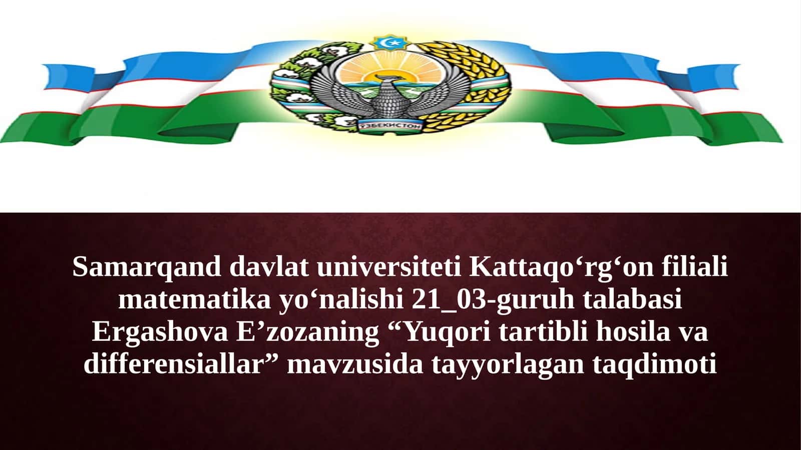 Yuqori tartibli hosila va differensiallar