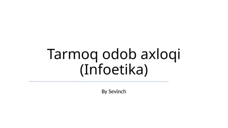 Tarmoq odob axloqi (Infoetika)