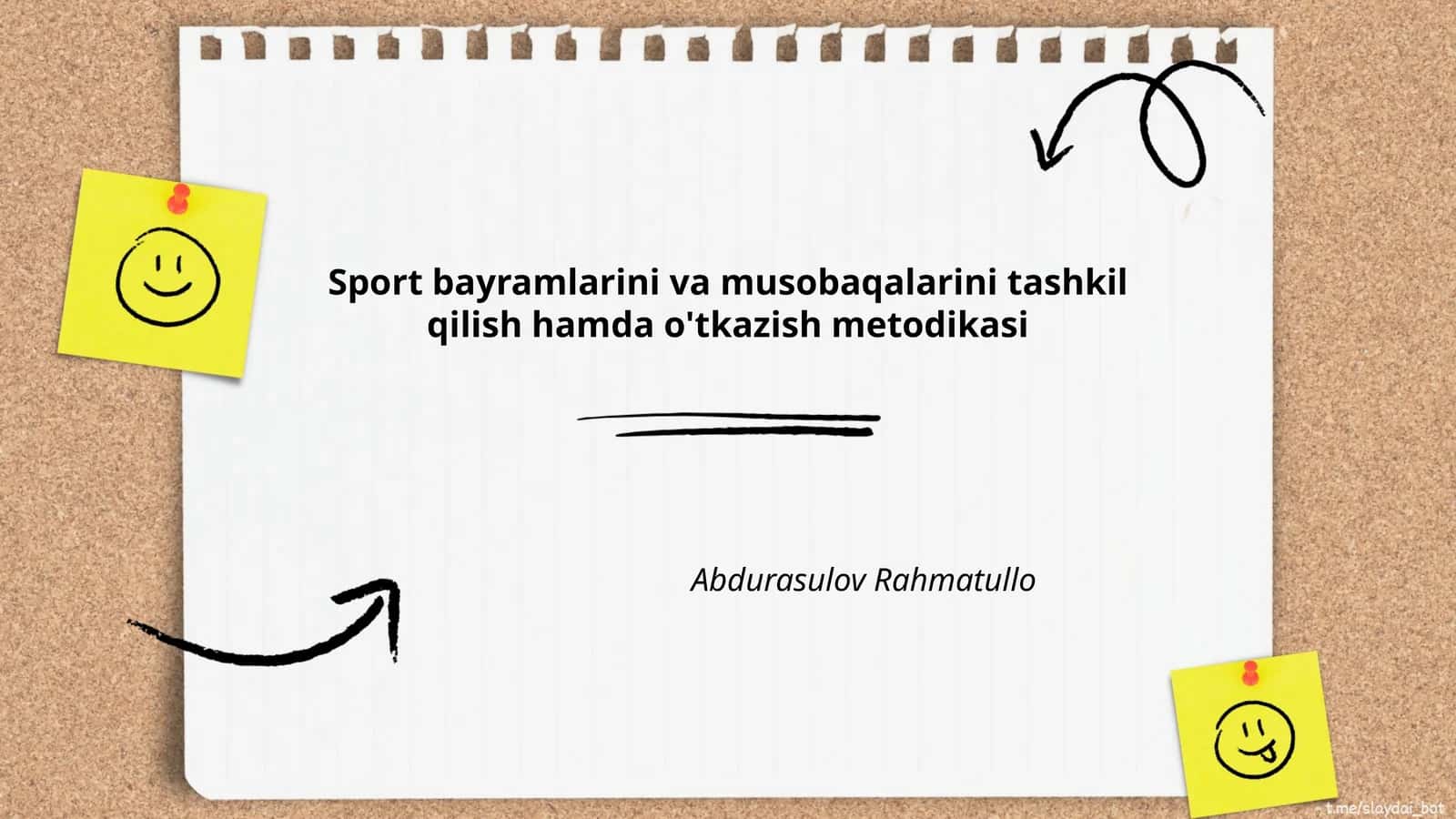 Sport bayramlarini va musobaqalarini tashkil qilish hamda o'tkazish metodikasi