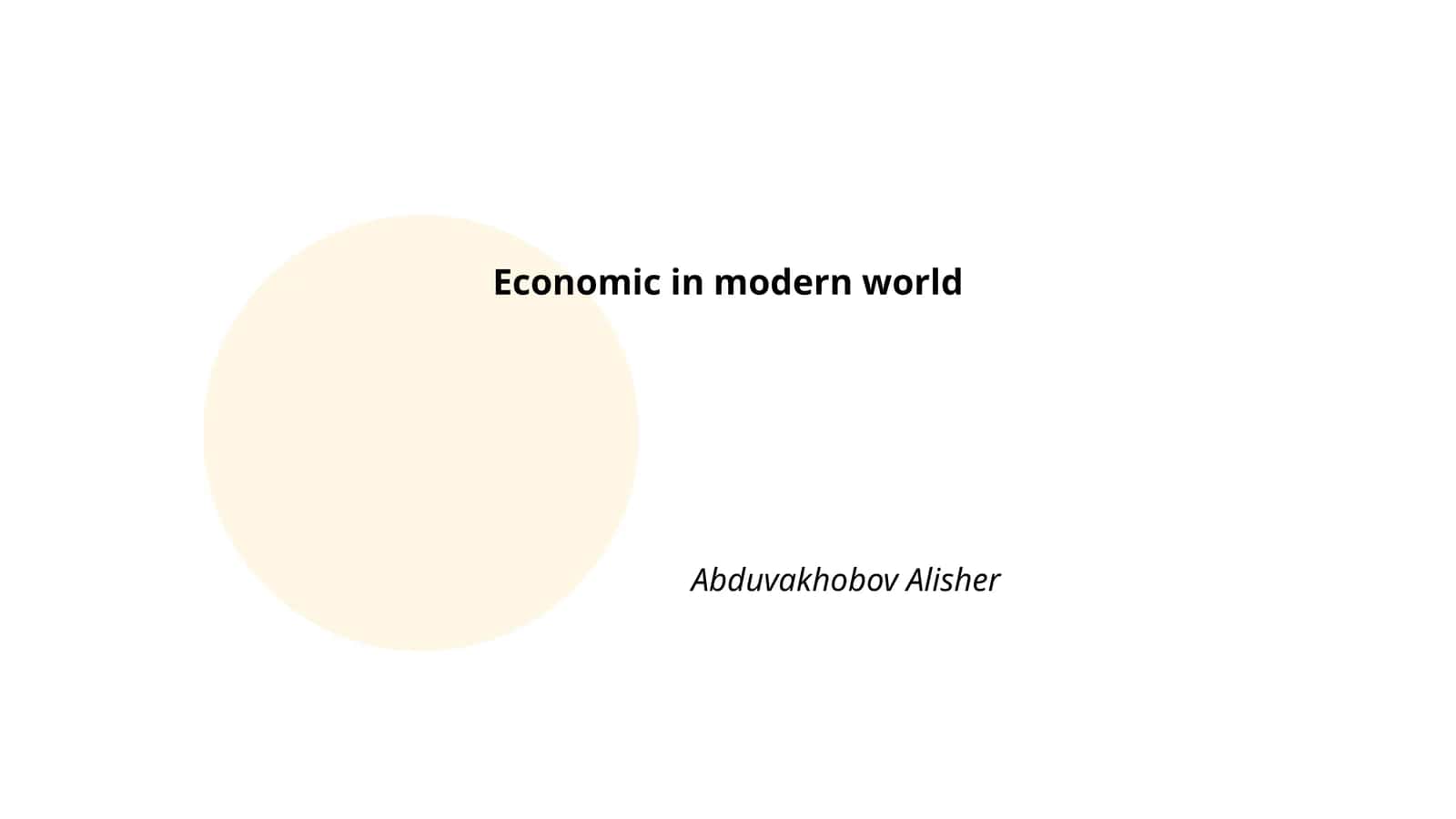 Economic in modern world