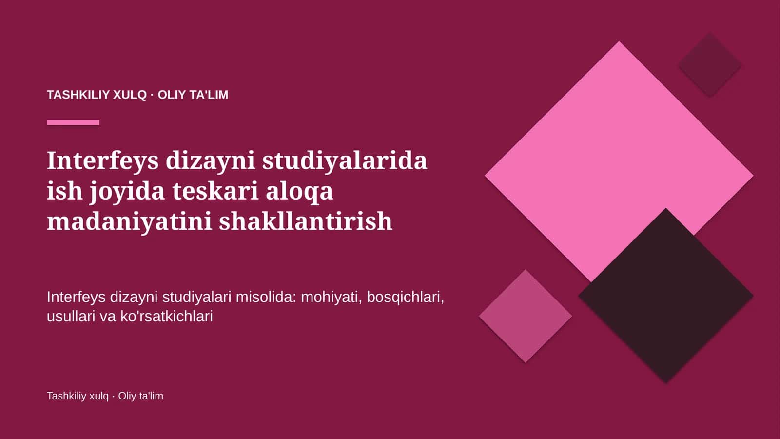 Interfeys dizayni studiyalarida ish joyida teskari aloqa madaniyatini shakllantirish