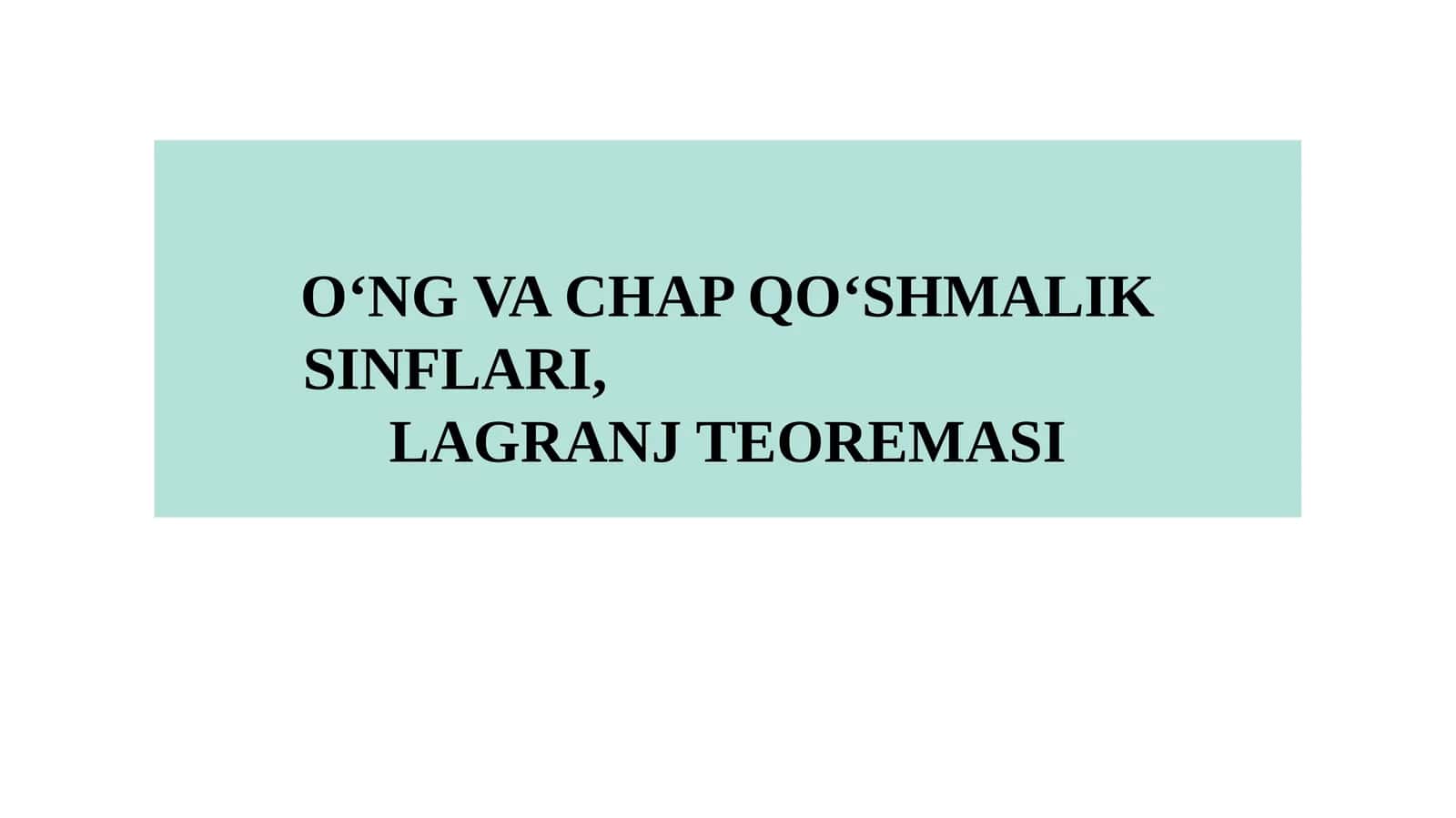 LAGRANJ TEOREMASI