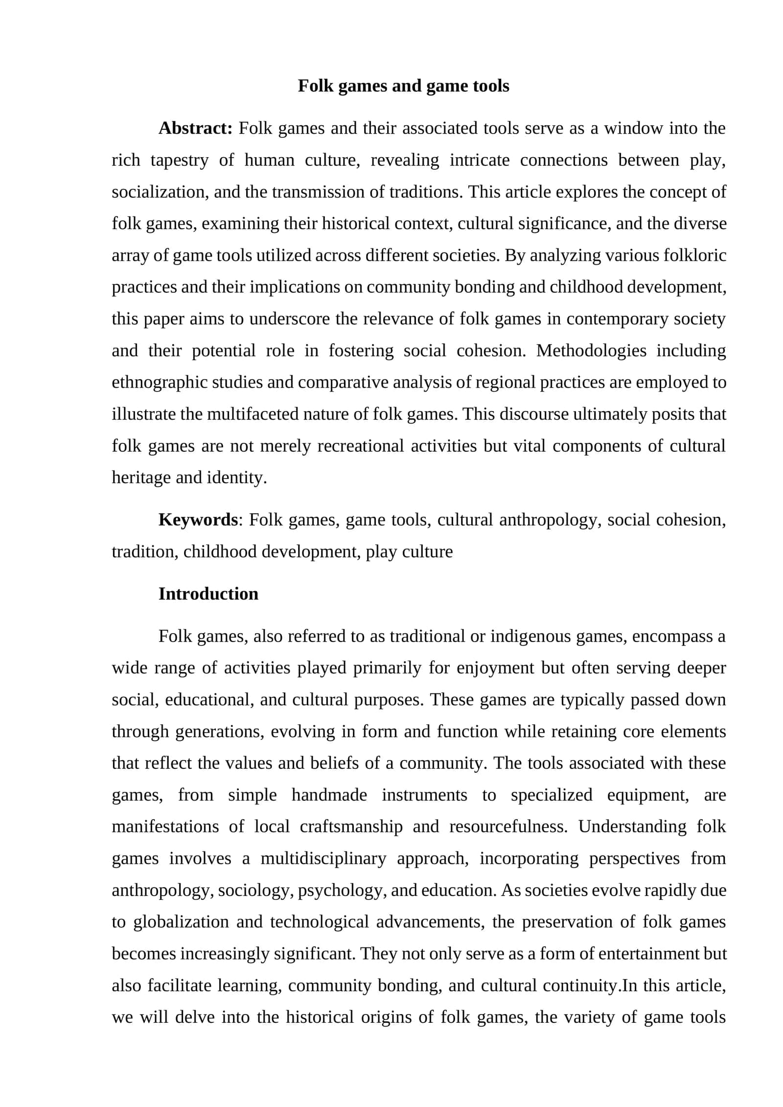 Folk games and game tools
