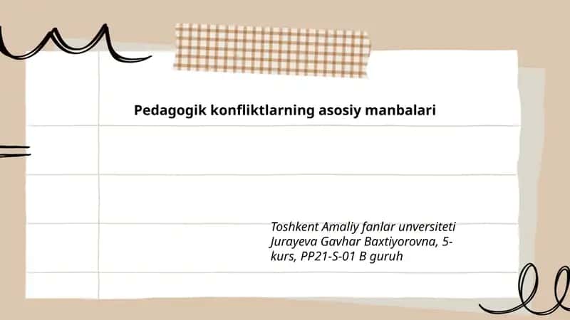 Pedagogik konfliktlarning asosiy manbalari
