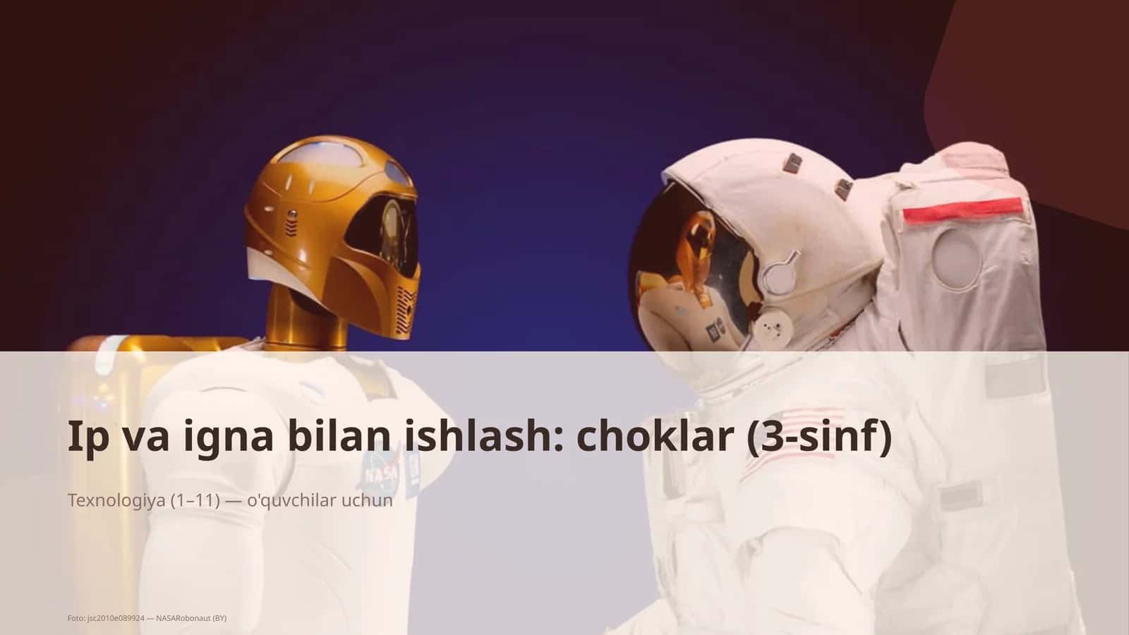 Ip va igna bilan ishlash: choklar (3-sinf)