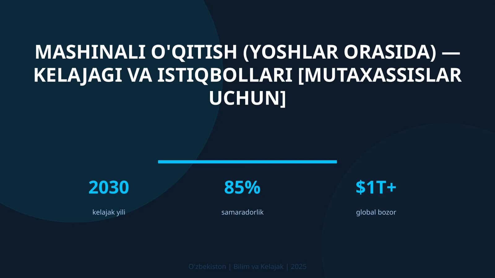MASHINALI O'QITISH (YOSHLAR ORASIDA) — KELAJAGI VA ISTIQBOLLARI [MUTAXASSISLAR UCHUN]