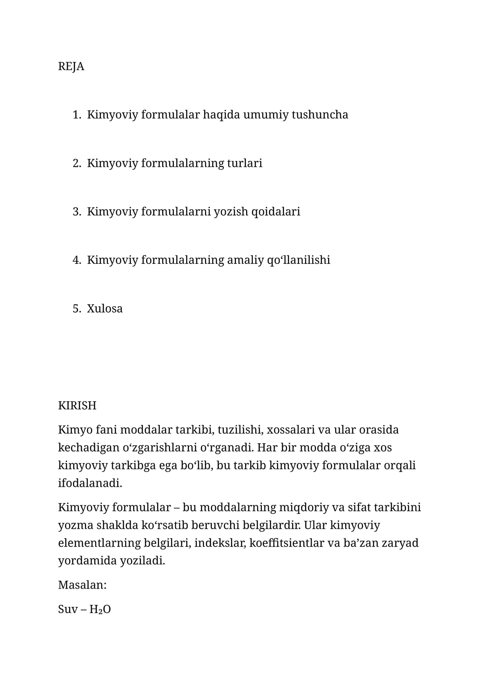 Kimyoviy formulalar