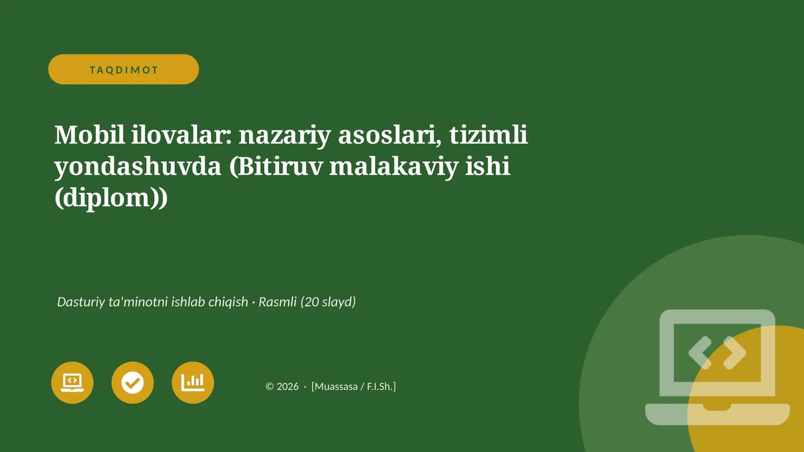 Mobil ilovalar: nazariy asoslari, tizimli yondashuvda (Bitiruv malakaviy ishi (diplom))