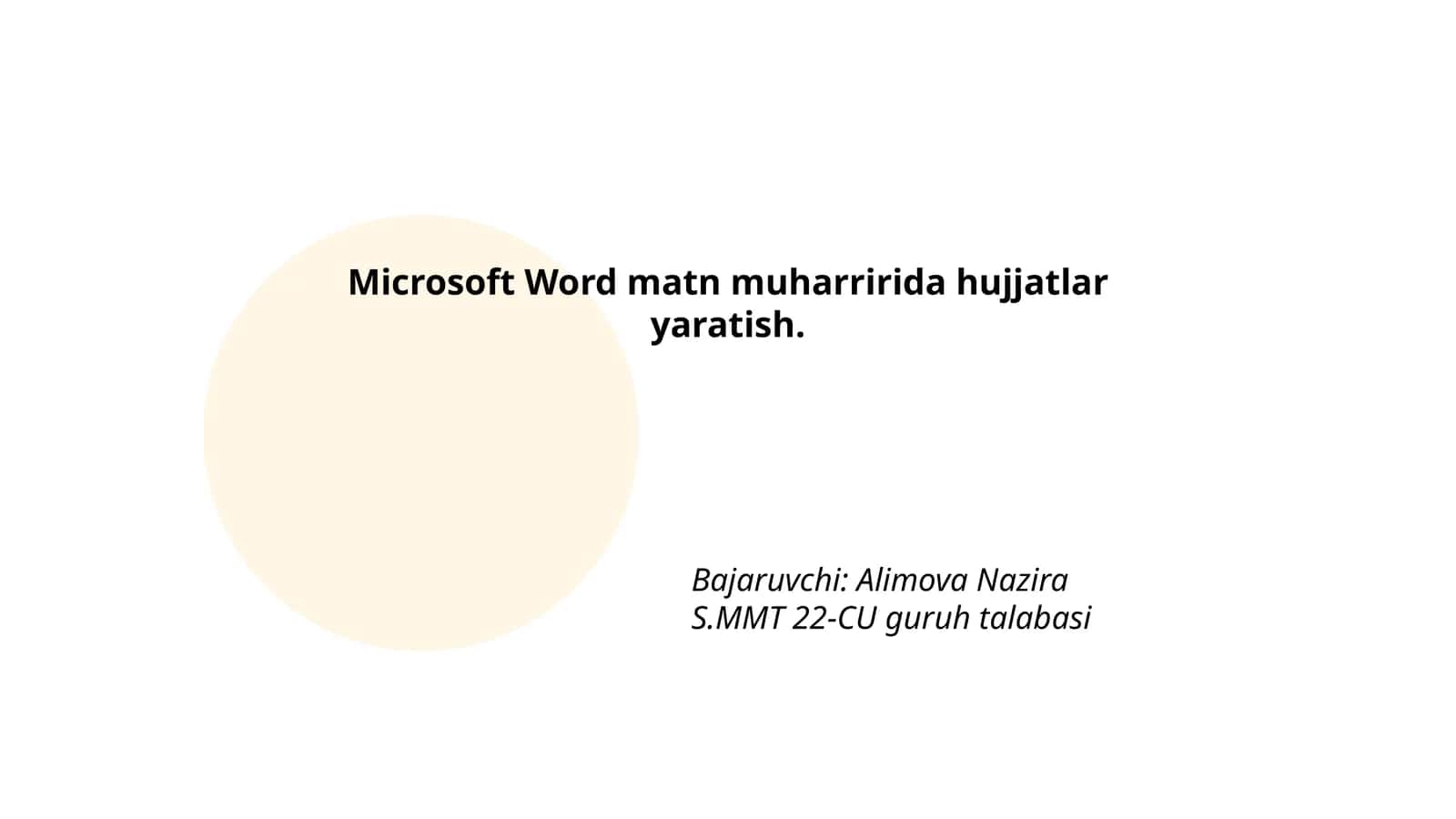 Microsoft Word matn muharririda hujjatlar yaratish