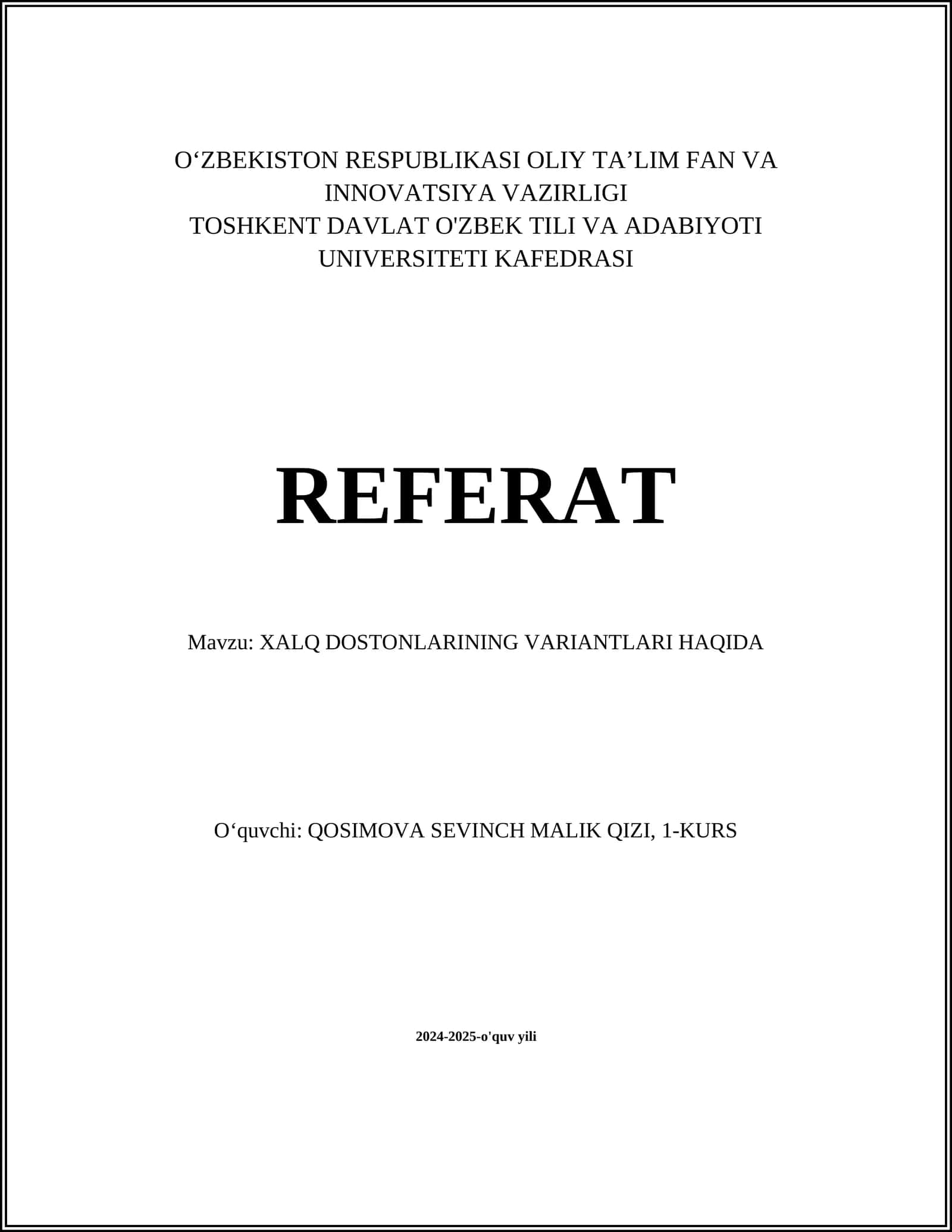 Xalq Dostonlarining Variantlari Haqida