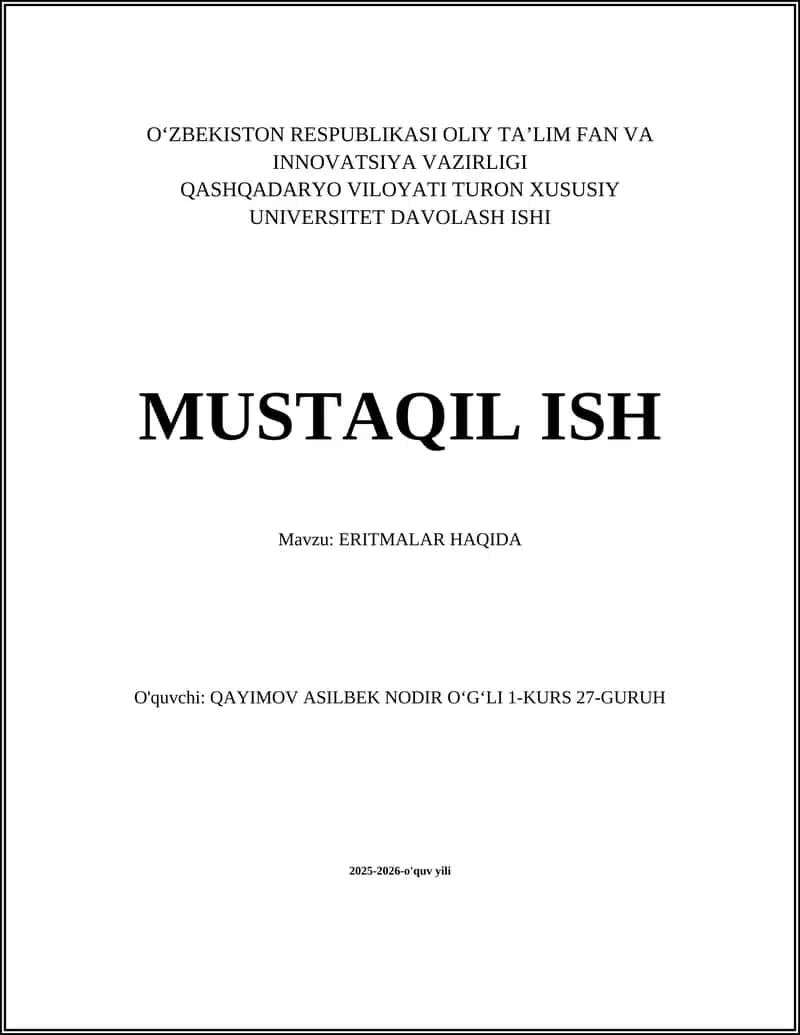 ERITMALAR HAQIDA