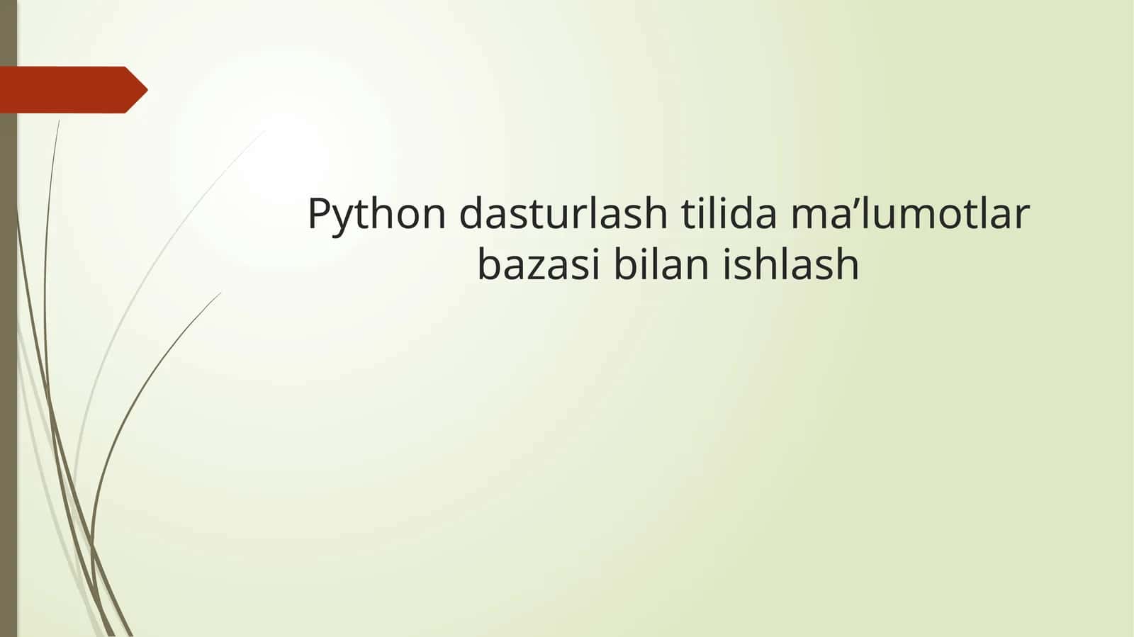 Python dasturlash tilida ma’lumotlar bazasi bilan ishlash
