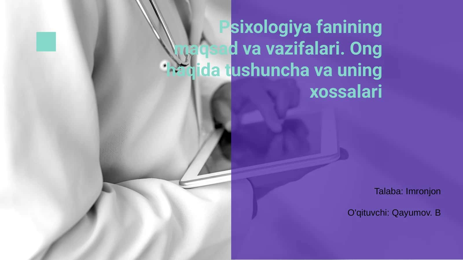 Psixologiya fanining maqsad va vazifalari