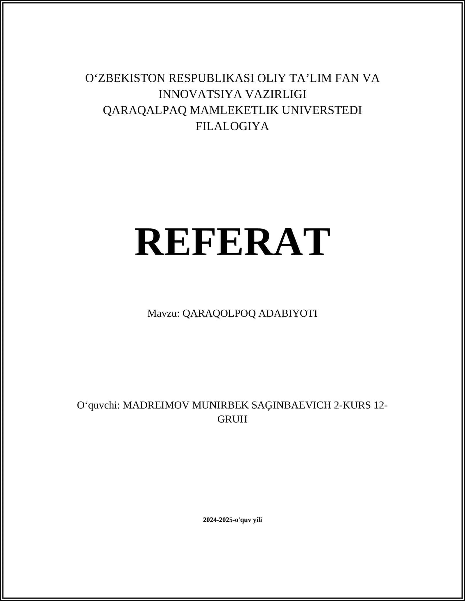 QARAQOLPOQ ADABIYOTI