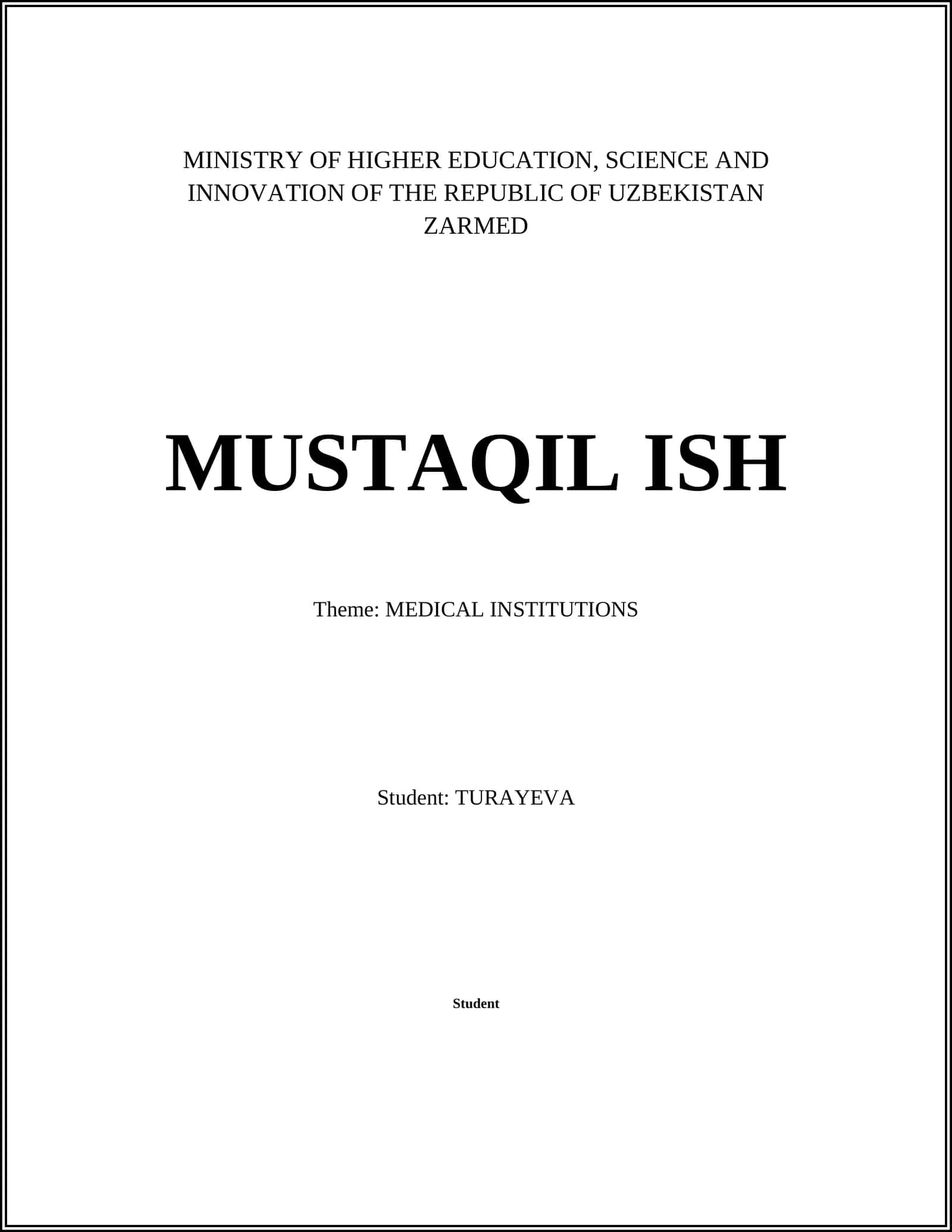 ZARMED MUSTAQIL ISH