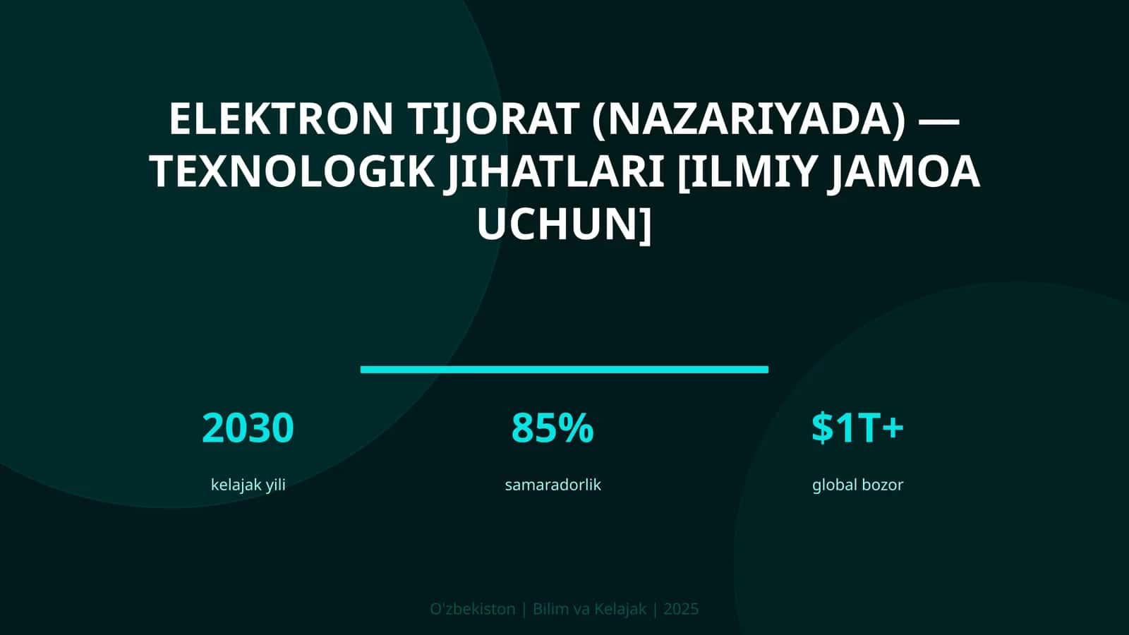 Elektron tijorat (nazariyada) — texnologik jihatlari [ilmiy jamoa uchun]