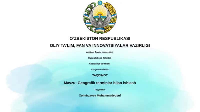 Geografik terminlar bilan ishlash
