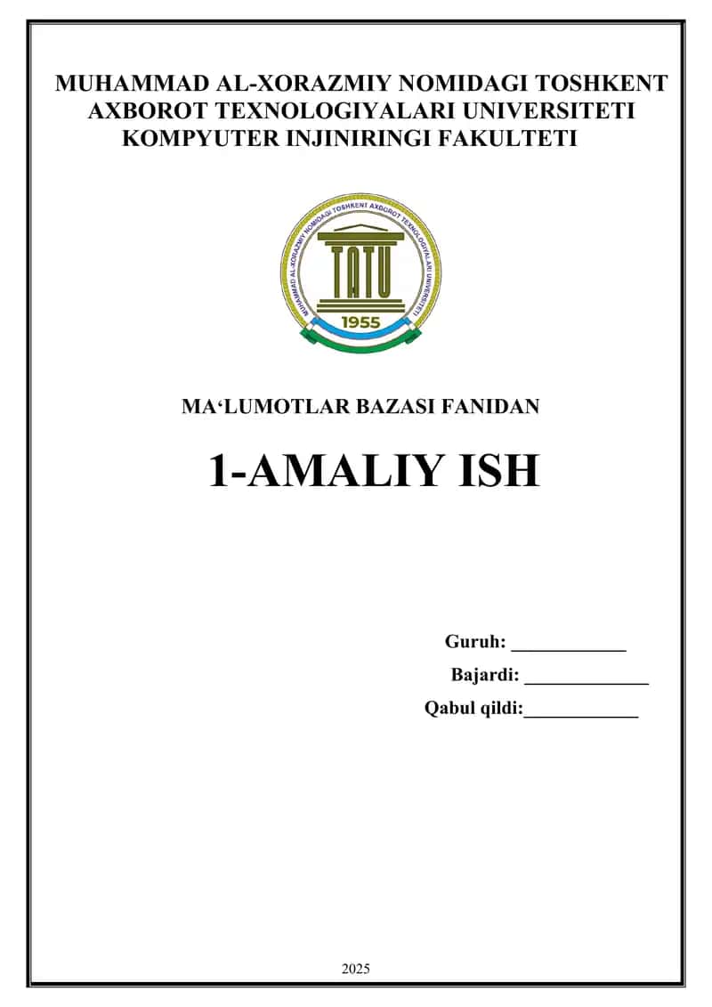 Ma’lumotlar bazasi dasturlarini o‘rnatish va sozlash
