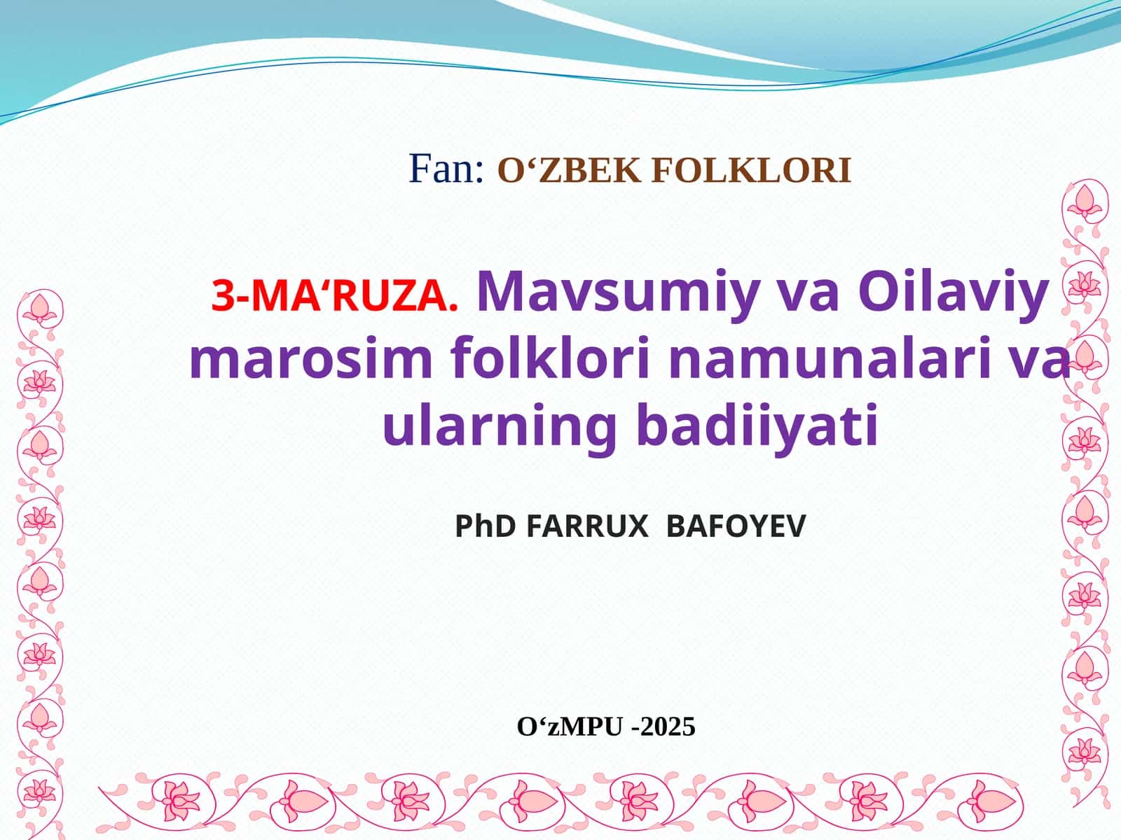 O‘ZBEK FOLKLORI