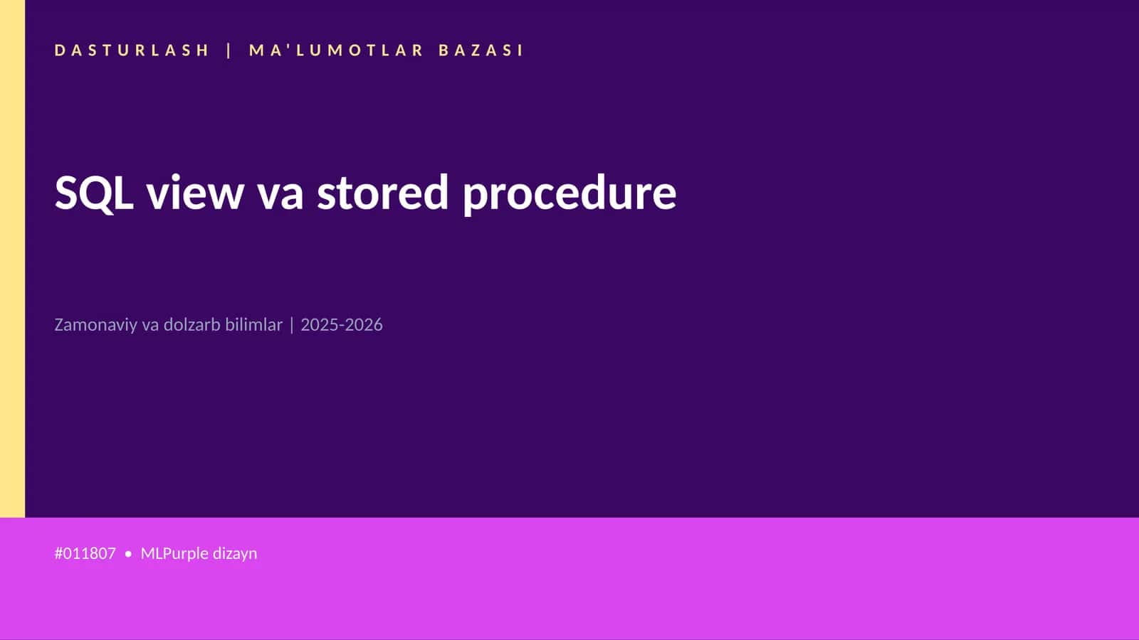 SQL view va stored procedure