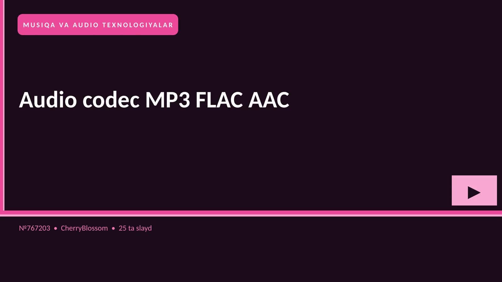 MUSIQA VA AUDIO TEXNOLOGIYALAR