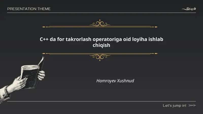 C++ da for takrorlash operatoriga oid loyiha ishlab chiqish