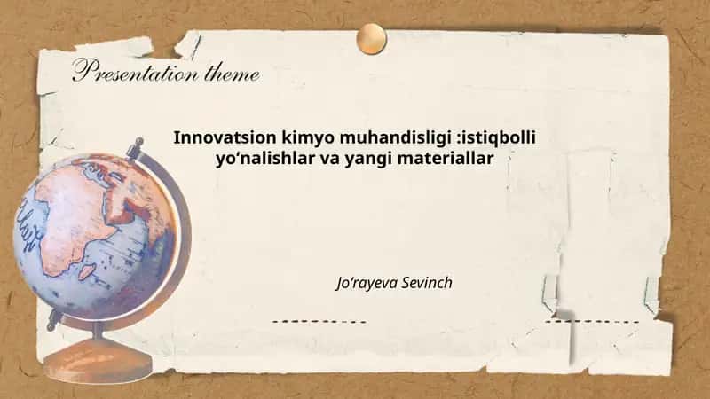 Innovatsion kimyo muhandisligi:istiqbolli yoʻnalishlar va yangi materiallar