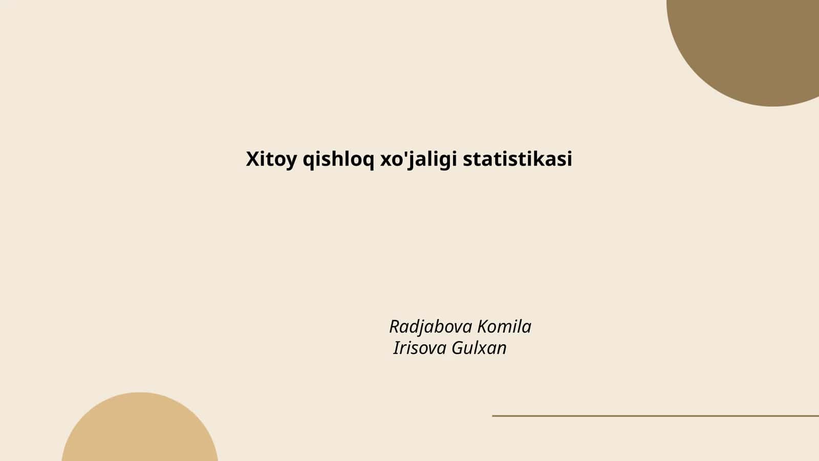 Xitoy qishloq xo'jaligi statistikasi