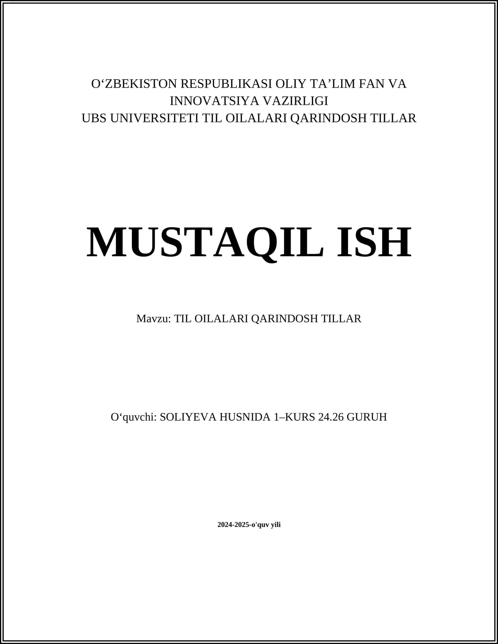 TIL OILALARI QARINDOSH TILLAR