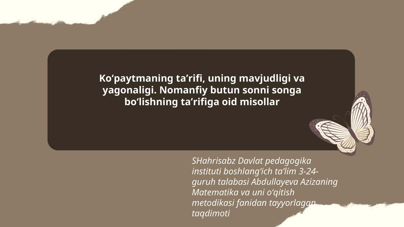 Matematika va uni oʻqitish metodikasi taqdimoti