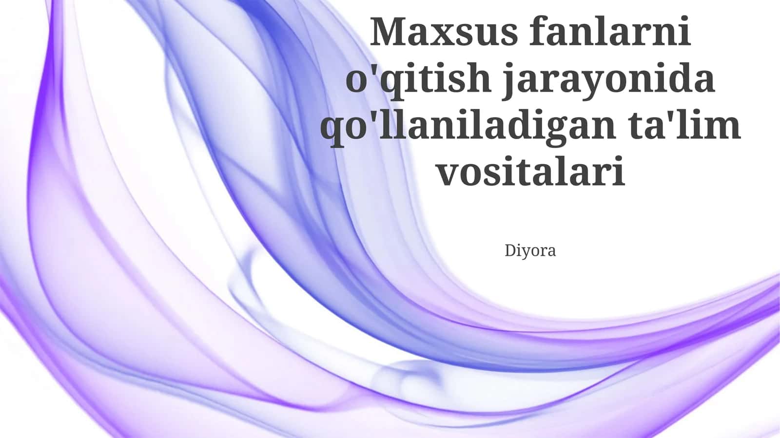 Maxsus fanlarni o'qitish jarayonida qo'llaniladigan ta'lim vositalari