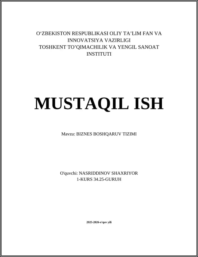 BIZNES BOSHQARUV TIZIMI