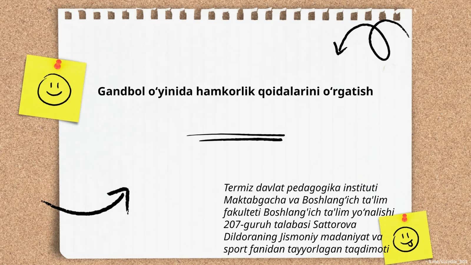 Gandbol oʻyinida hamkorlik qoidalarini oʻrgatish
