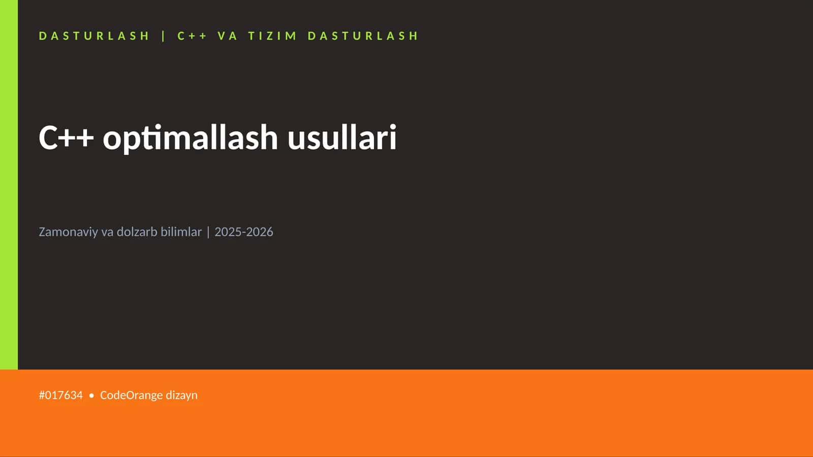 C++ VA TIZIM DASTURLASH