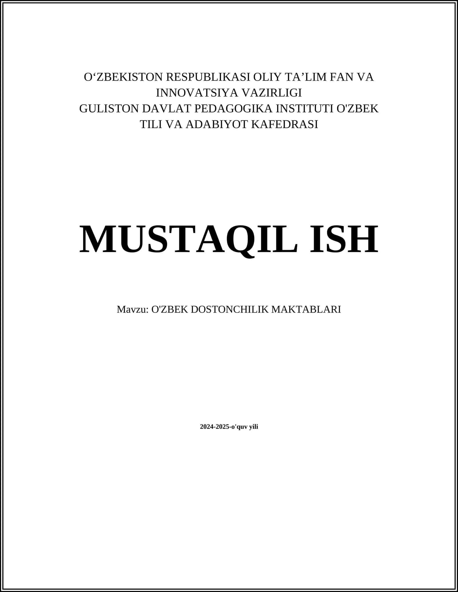 O'ZBEK DOSTONCHILIK MAKTABLARI
