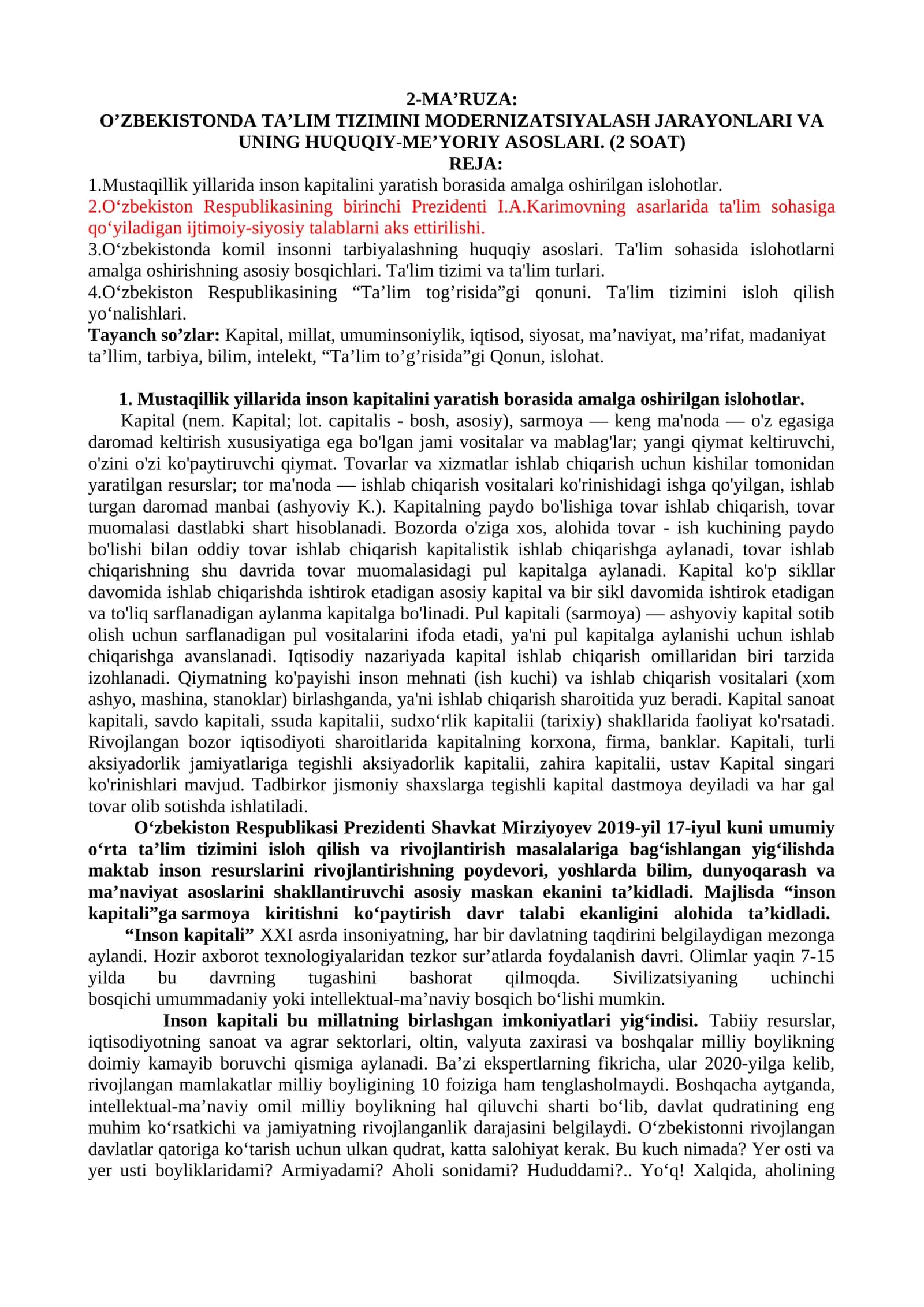 2-MA’RUZA