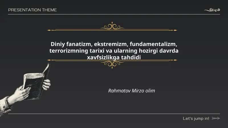Diniy fanatizm, ekstremizm, fundamentalizm, terrorizmning tarixi va ularning hozirgi davrda xavfsizlikga tahdidi