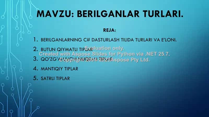 Berilganlar turlari