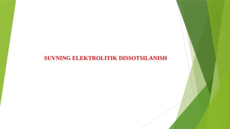 Elektrolitik Dissotsilanish