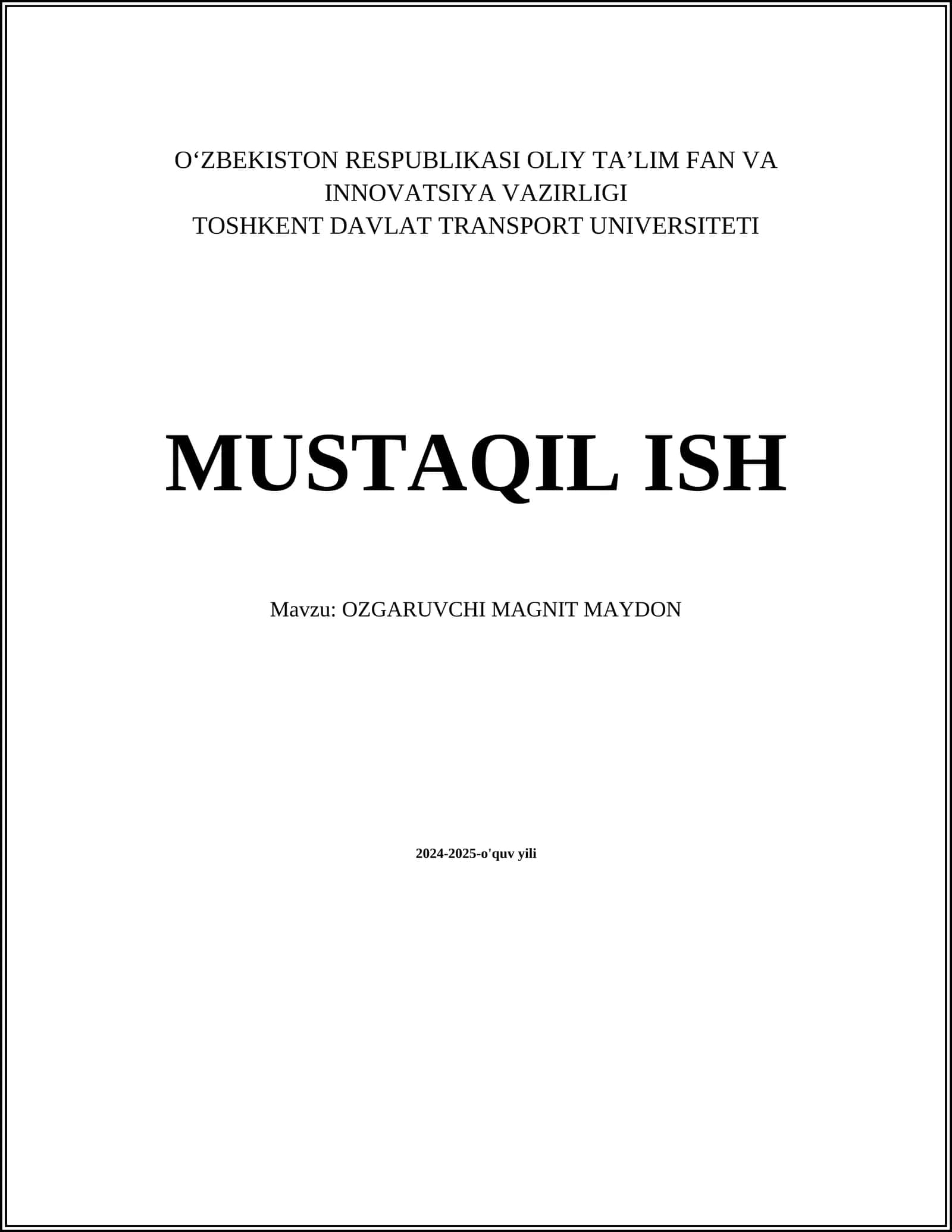 OZGARUVCHI MAGNIT MAYDON