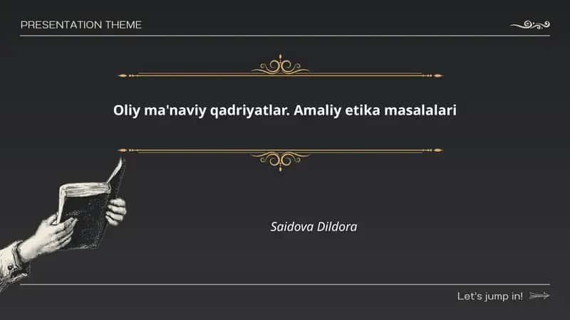 Oliy ma'naviy qadriyatlar. Amaliy etika masalalari