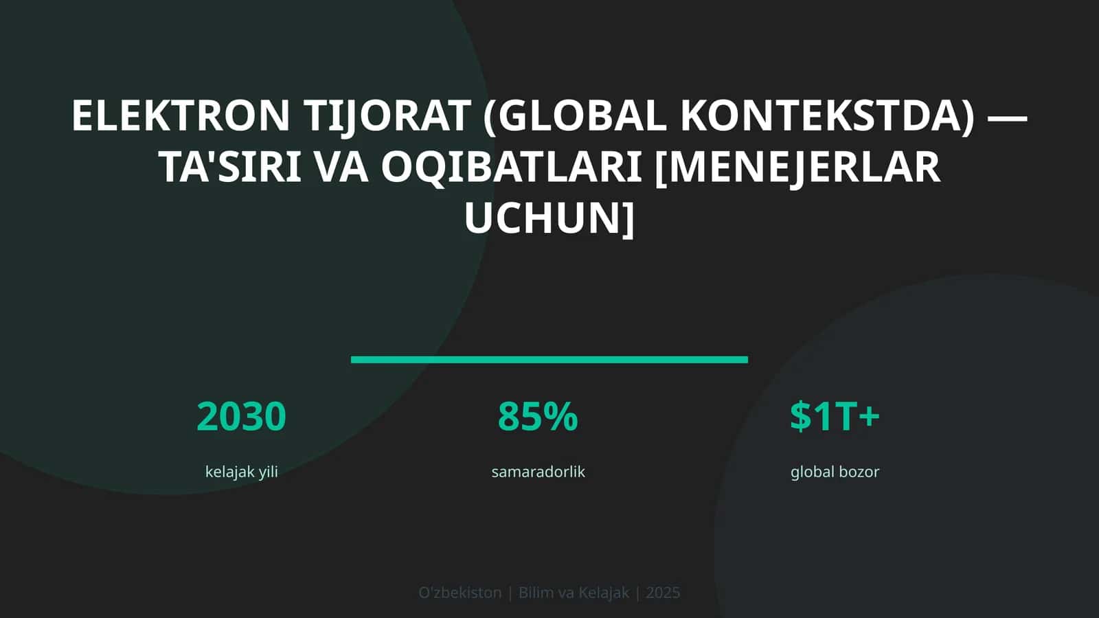 ELEKTRON TIJORAT (GLOBAL KONTEKSTDA) — TA'SIRI VA OQIBATLARI [MENEJERLAR UCHUN]