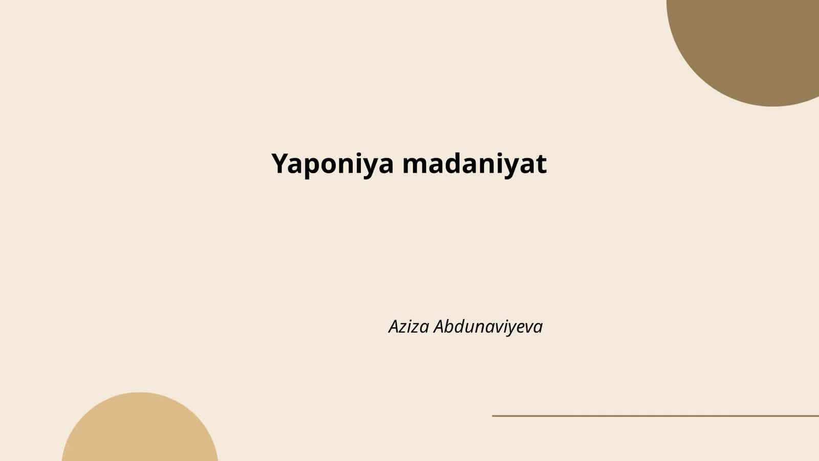 Yaponiya madaniyat
