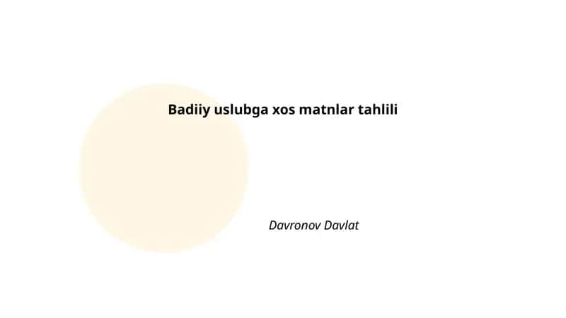 Badiiy uslubga xos matnlar tahlili